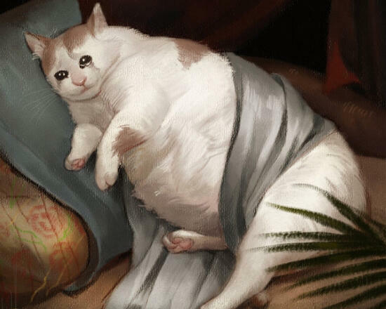 Алмазная мозаика 40x50 Округлившийся кот