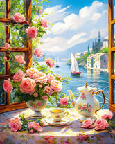 Завтрак с видом на прибрежный город