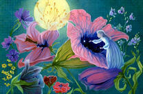 Фея собирает нектар с лилий