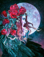 Без бренда «Девушка с розами в волосах на фоне луны» в Твери в интернет-магазине Без бренда «Девушка с розами в волосах на фоне луны» в Твери