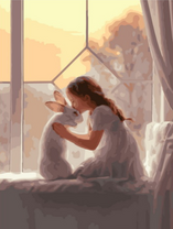 Маленькая девочка и белый кролик