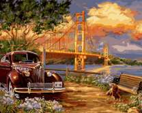 Без бренда «Американский автомобиль на фоне моста через залив» в Твери