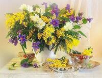 Без бренда «Букет из мимозы и колокольчиков в вазе» в Твери в интернет-магазине  Без бренда «Букет из мимозы и колокольчиков в вазе» в Твери