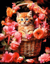 Без бренда «Рыжий котенок в корзине с цветами» в Твери в интернет-магазине  Без бренда «Рыжий котенок в корзине с цветами» в Твери