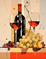 Вино и белый виноград на столе